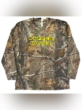 Waffle House Real Tree Camouflage Long Sleeve T Shirt Men's XL Green Ethel Cain